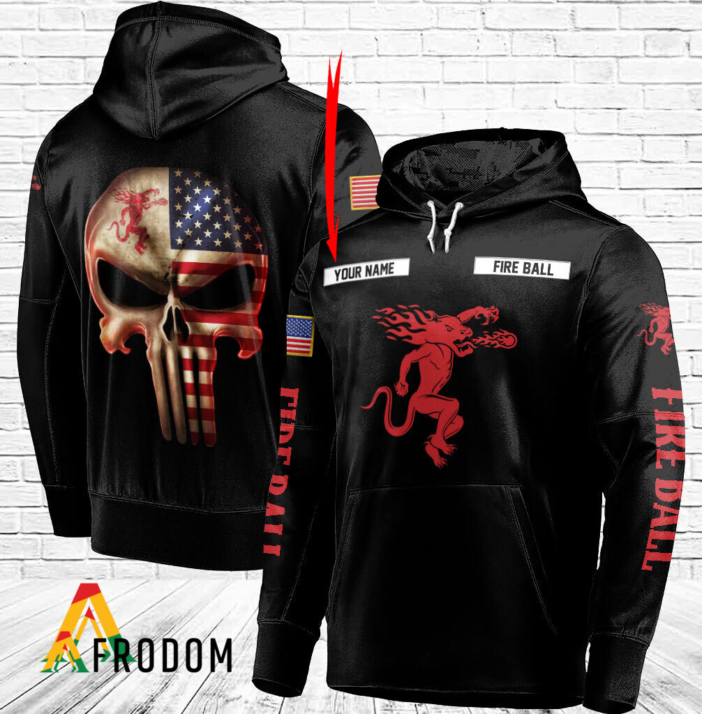 Custom Black USA Flag Skull Fireball Whisky Hoodie HU