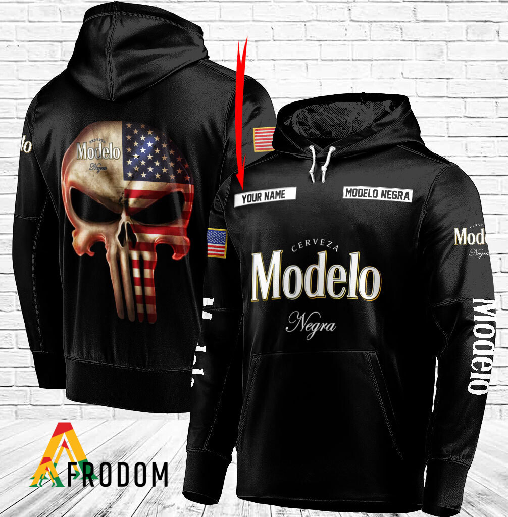 Custom Black USA Flag Skull Modelo Negra Hoodie HU