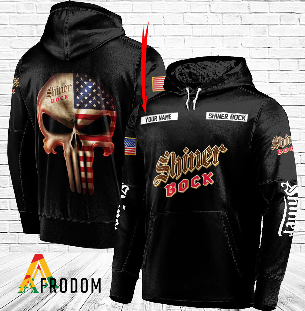 Custom Black USA Flag Skull Shiner Bock Beer Hoodie HU