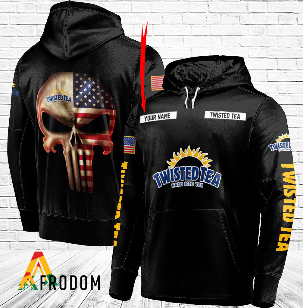 Custom Black USA Flag Skull Twisted Tea Hoodie HU