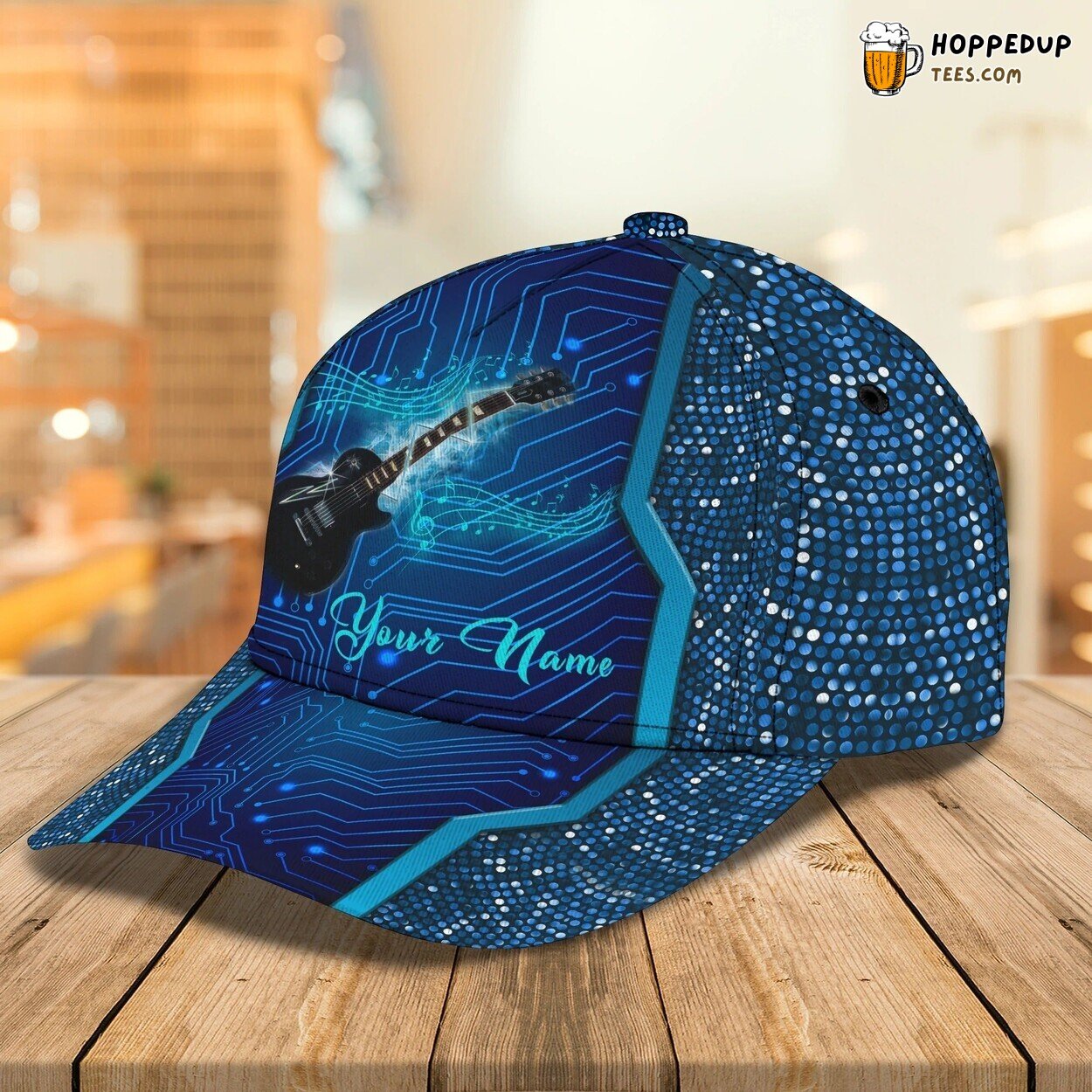 Custom Blue Guitar 3D Cap Guitarist Musician Colorful Classic Hat Men Women
