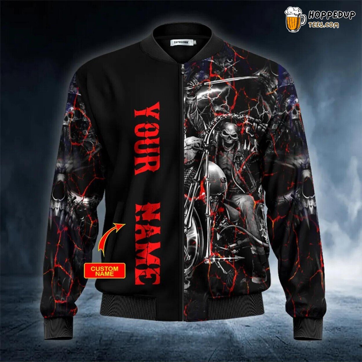 Custom Bomber Jacket Skull Riding Motorcycle 3D Print Unique Viking Design