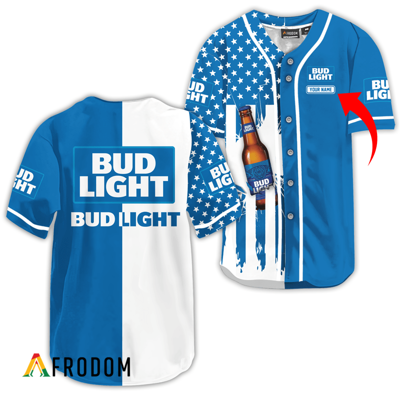Custom Bud Light American Flag Baseball Jersey HU