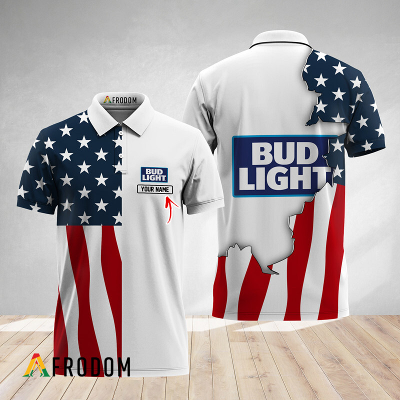 Custom Bud Light American Flag Polo Shirt HU