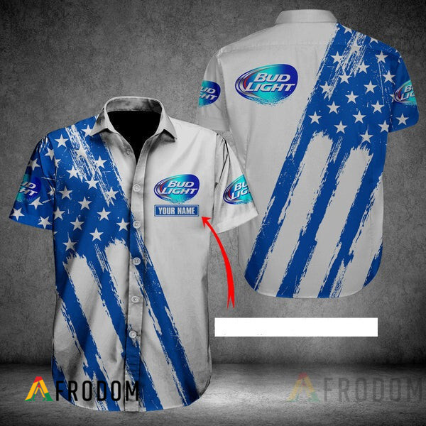 Custom Bud Light Hawaii Button Shirt HU