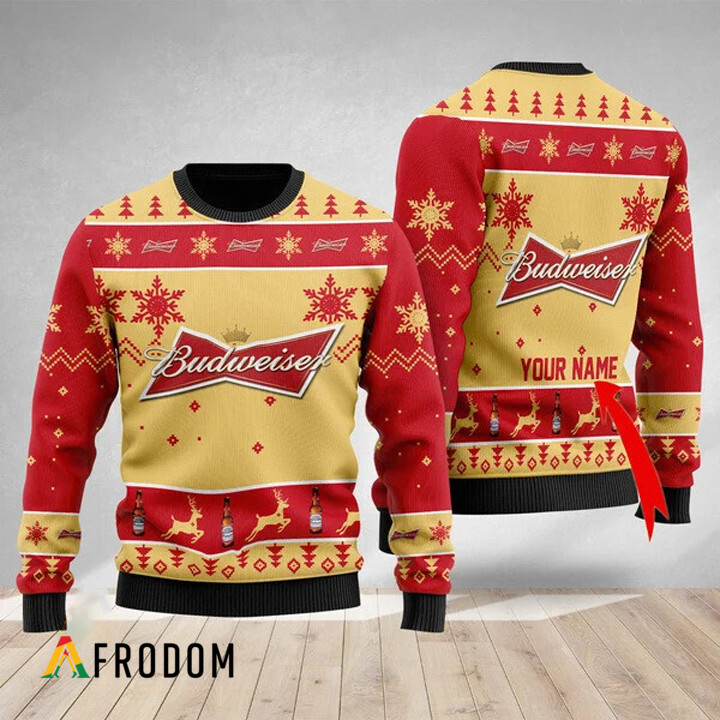 Custom Budweiser Beer Christmas Ugly Sweater HU