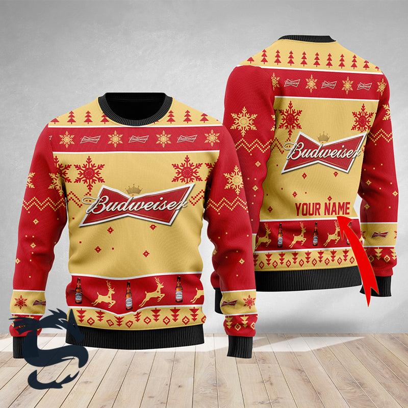 Custom Budweiser Beer Christmas Ugly Sweater HU