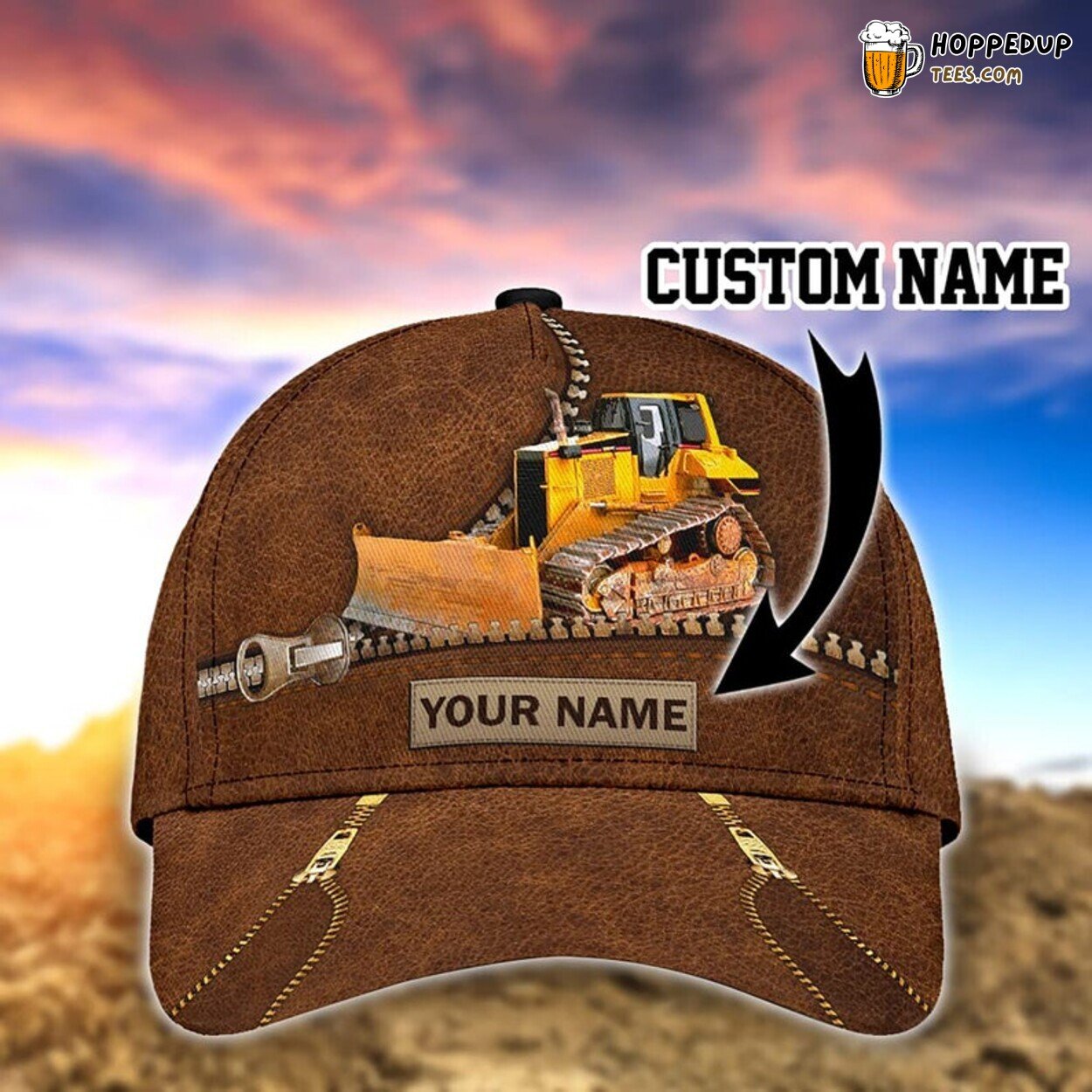Custom Bulldozer Men’s Personalized Cap Classic Look Unique Design Hat
