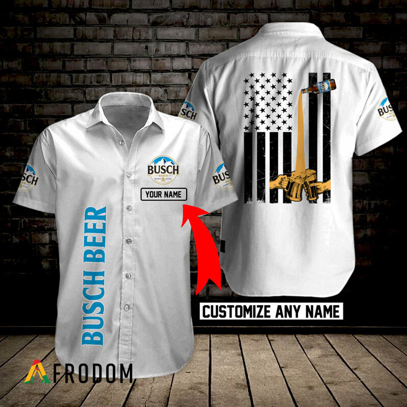 Custom Busch Beer Hawaii Button Shirt HU
