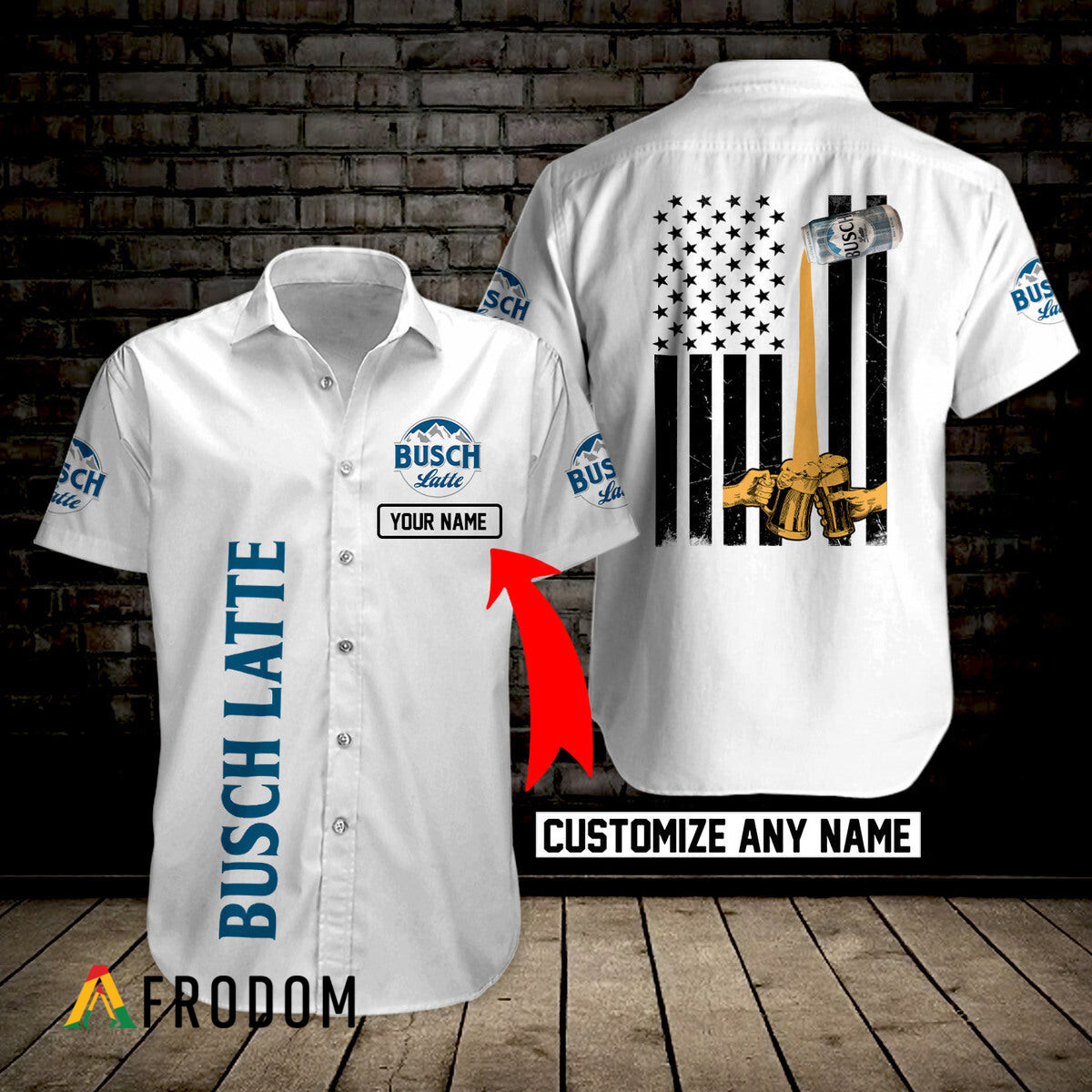 Custom Busch Latte Hawaii Button Shirt HU Custom Busch Latte Hawaii Button Shirt HU