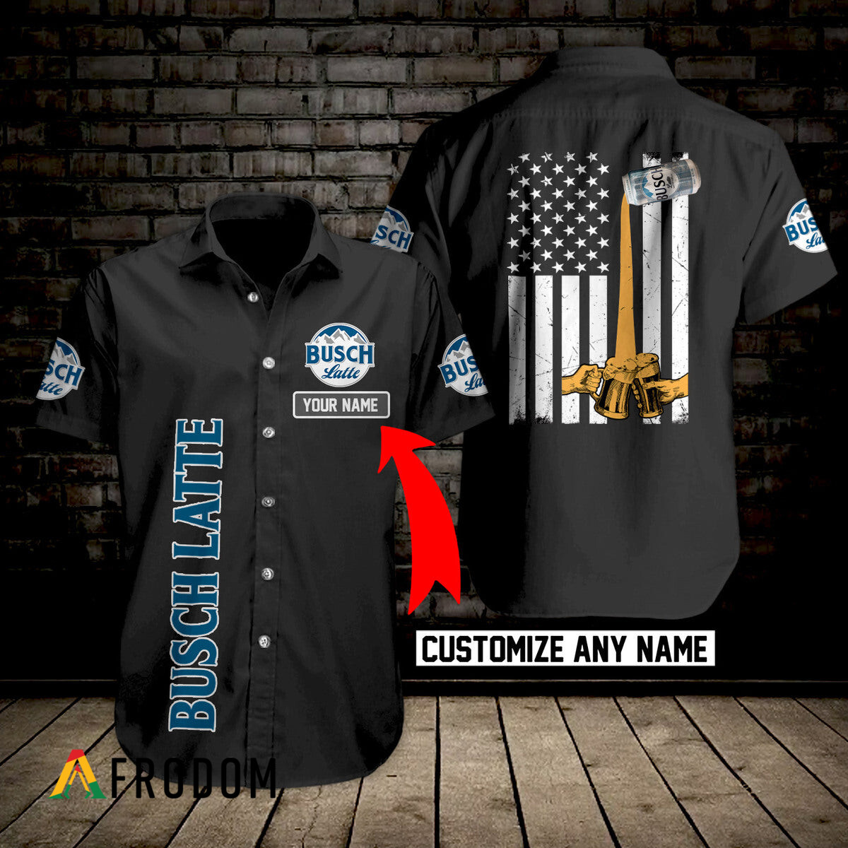 Custom Busch Latte Hawaii Button Shirt HU