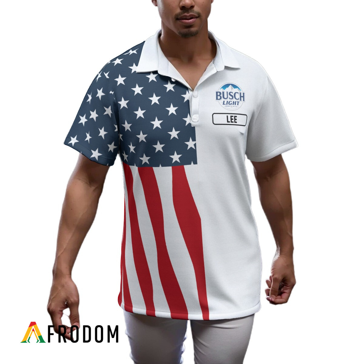 Custom Busch Light American Flag Polo Shirt HU