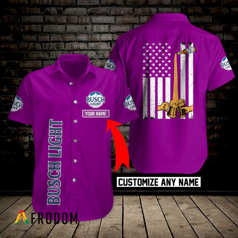 Custom Busch Light Hawaii Button Shirt HU Custom Busch Light Hawaii Button Shirt HU