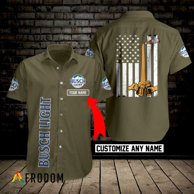 Custom Busch Light Hawaii Button Shirt HU