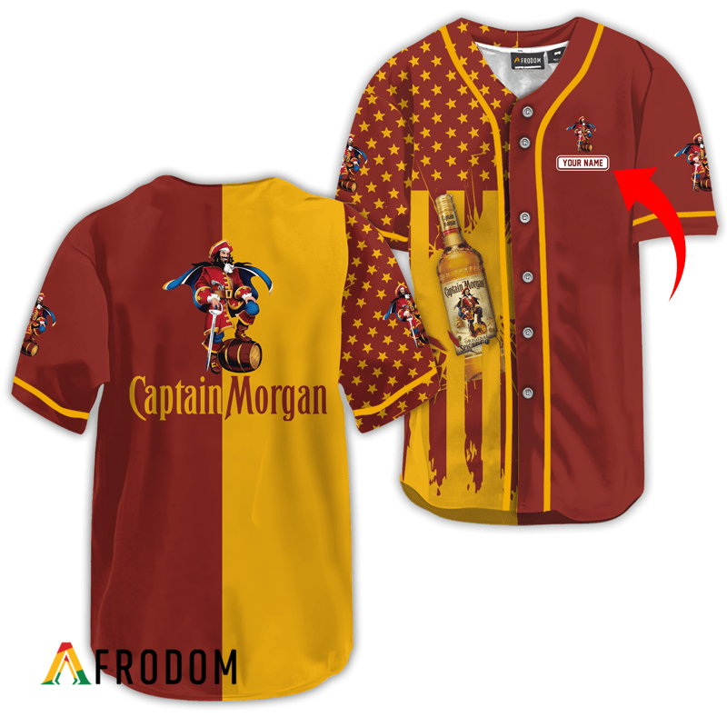 Custom Captain Morgan American Flag Baseball Jersey HU