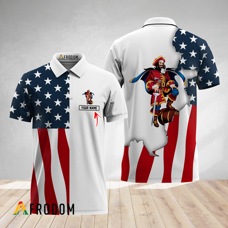 Custom Captain Morgan American Flag Polo Shirt HU