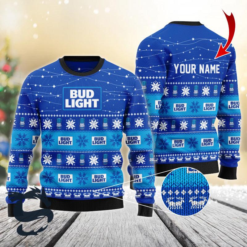 Custom Christmas Twinkle Lights Bud Light Christmas Sweater HU