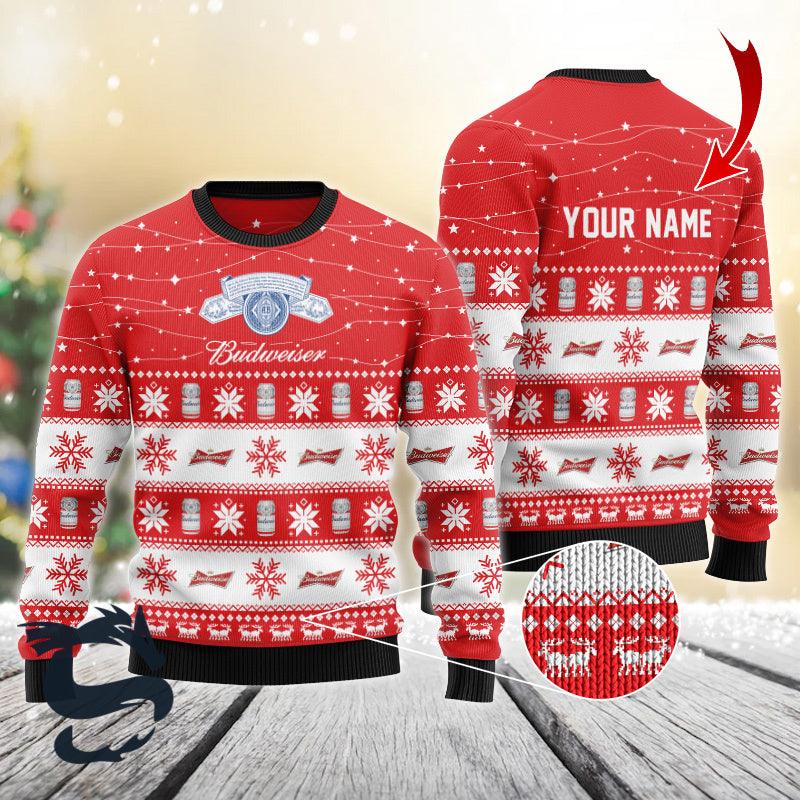 Custom Christmas Twinkle Lights Budweiser Christmas Sweater HU