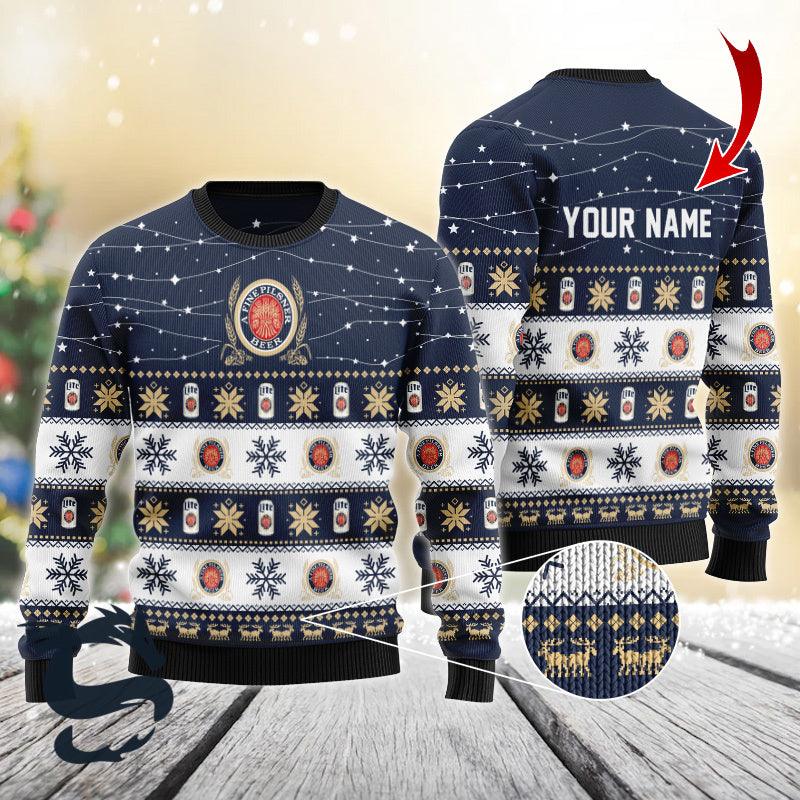 Custom Christmas Twinkle Lights Miller Lite Christmas Sweater HU