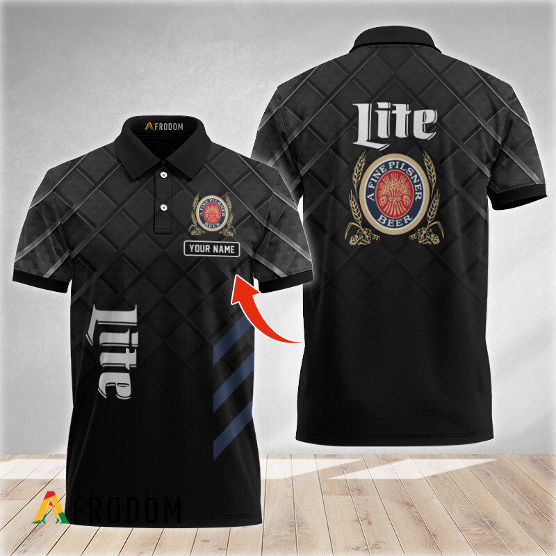 Custom Classic Black Miller Lite Polo Shirt HU
