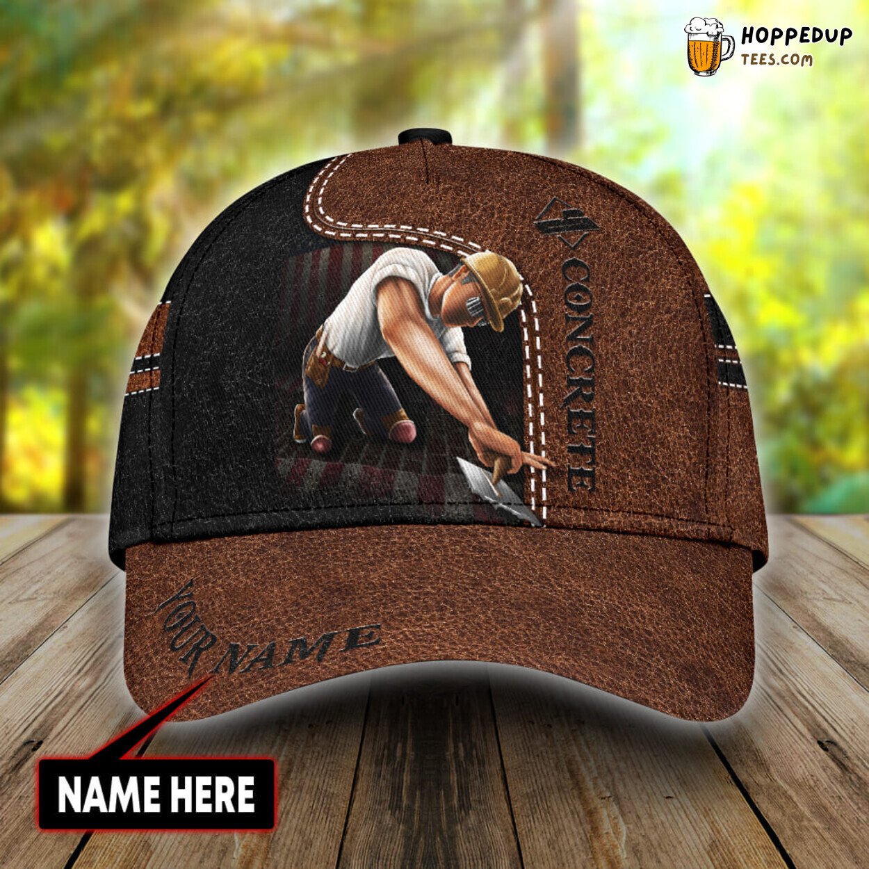 Custom Concrete Finisher Leather Cap Concreter Man Gift Concrete Hat Custom Concrete Finisher Leather Cap Concreter Man Gift Concrete Hat