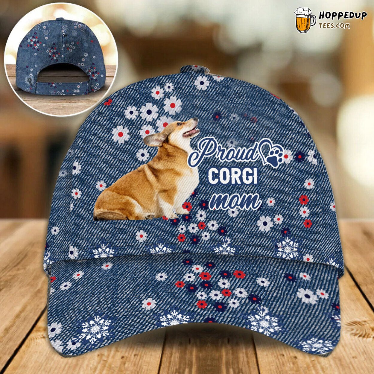 Custom Corgi Dog Mom Baseball Cap Hat Personalized Pet Photo Design Custom Corgi Dog Mom Baseball Cap Hat Personalized Pet Photo Design