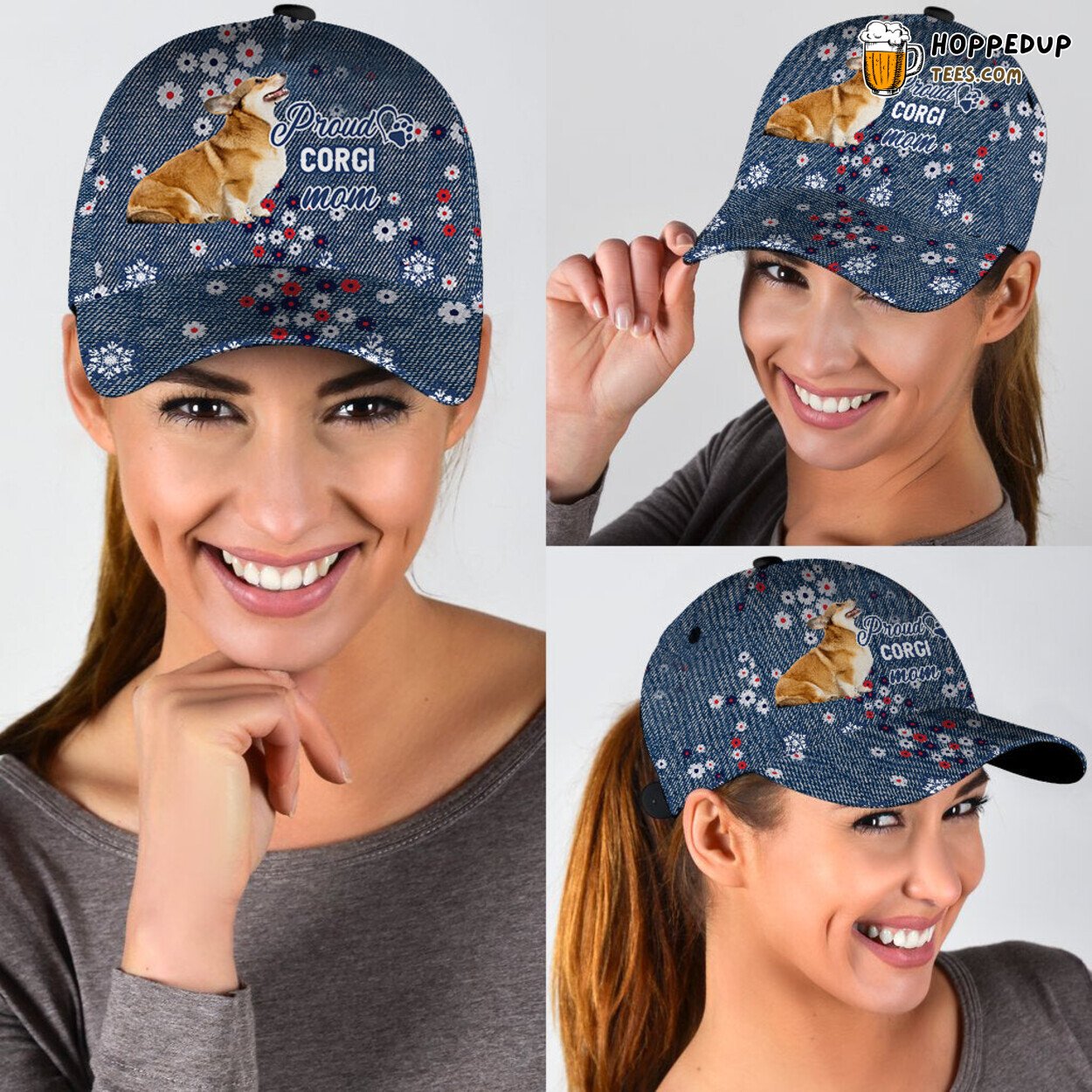 Custom Corgi Dog Mom Baseball Cap Hat Personalized Pet Photo Design