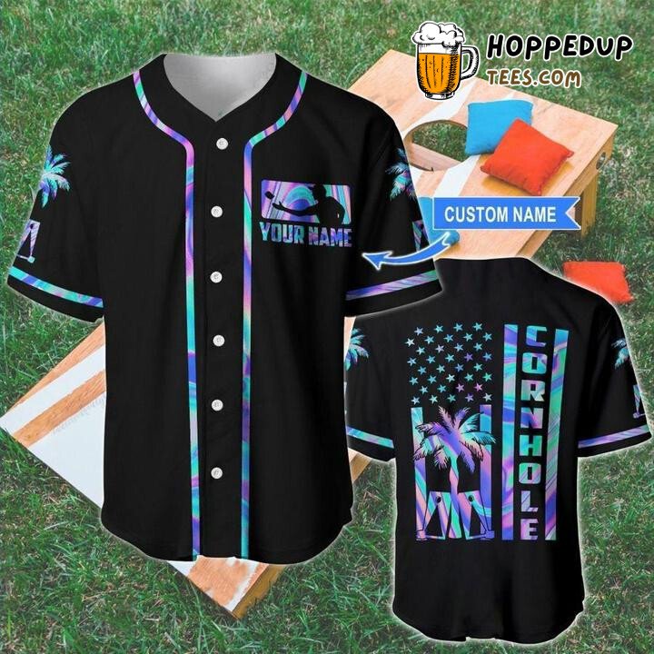 Custom Cornhole Hologram Baseball Tee Jersey Shirts 3D