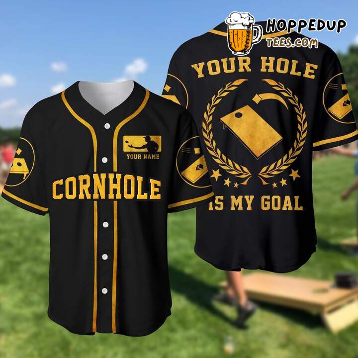 Custom Cornhole Is My Goal Baseball Tee Jersey Shirt Printed 3D