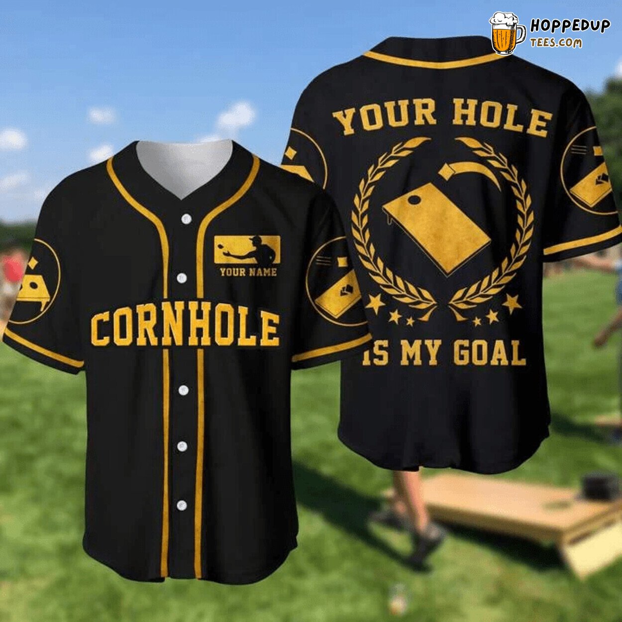 Custom Cornhole Is My Goal Baseball Tee Jersey Shirt Printed 3D