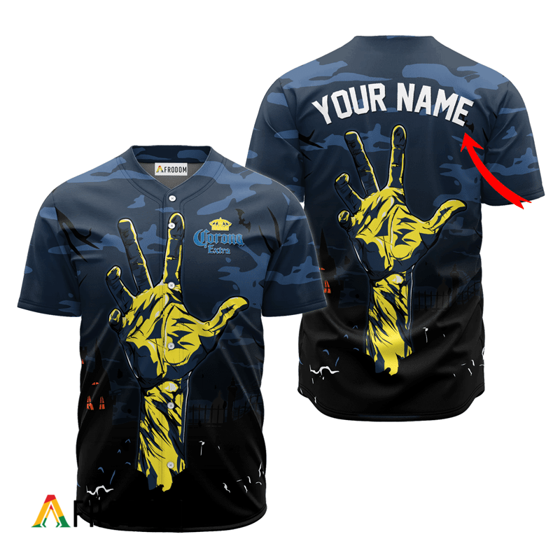 Custom Corona Extra Halloween Zombie’S Hand Baseball Jersey HU