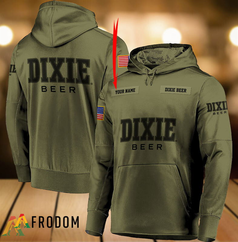 Custom Dixie Beer Hoodie Military Green with Zip Option HU