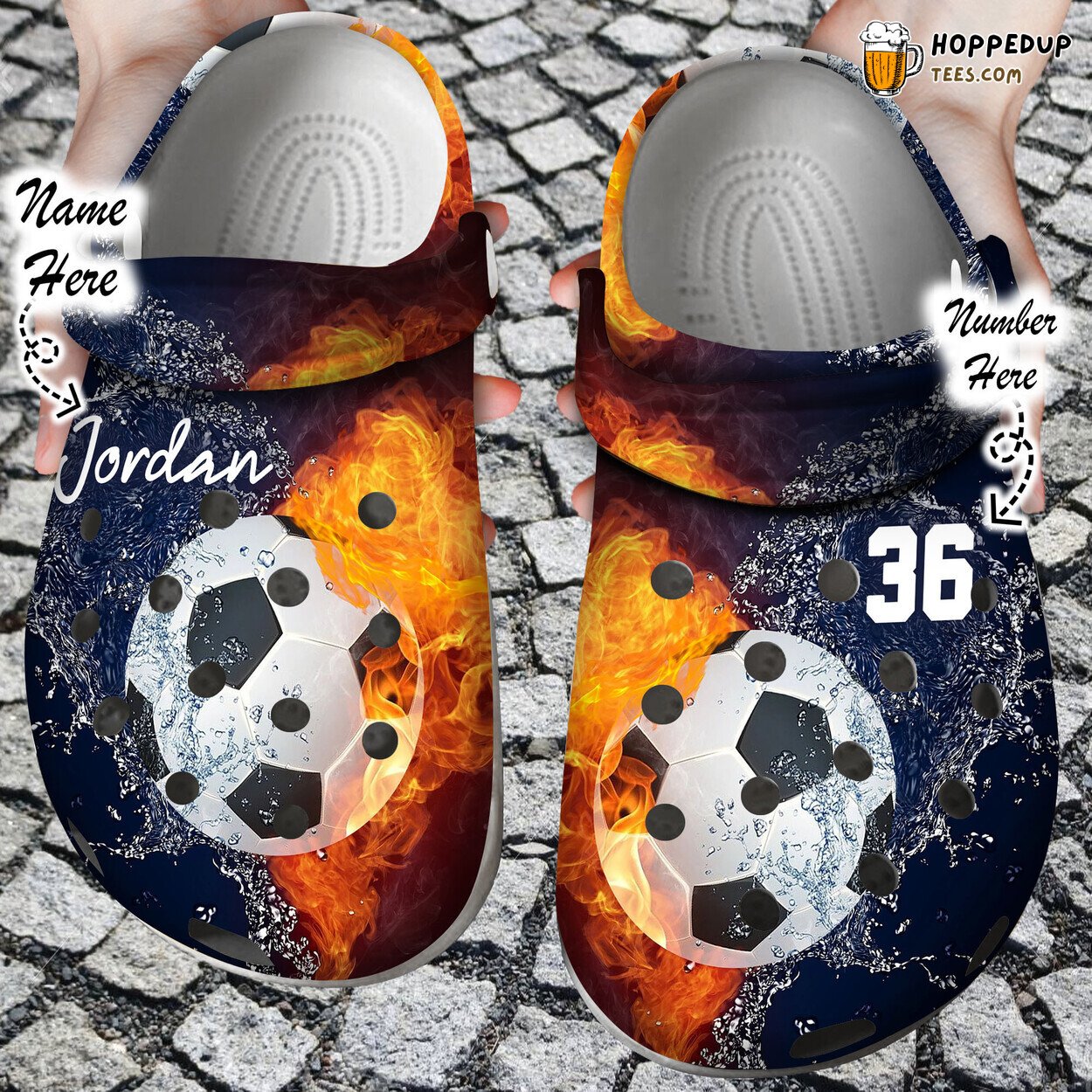 Custom Fire and Water Soccer Clog Shoes Personalized Style