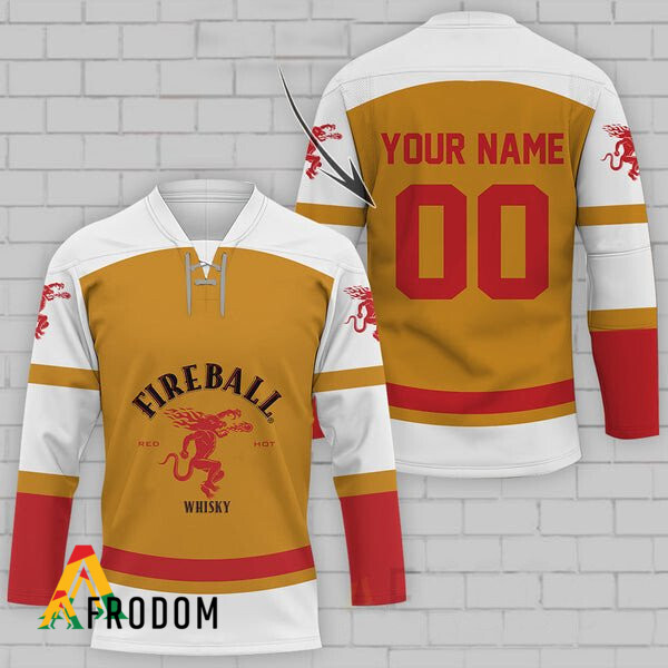 Custom Fireball Whiskey Hockey Jersey HU