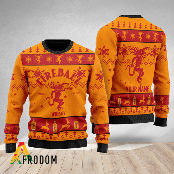 Custom Fireball Orange Ugly Christmas Sweater HU