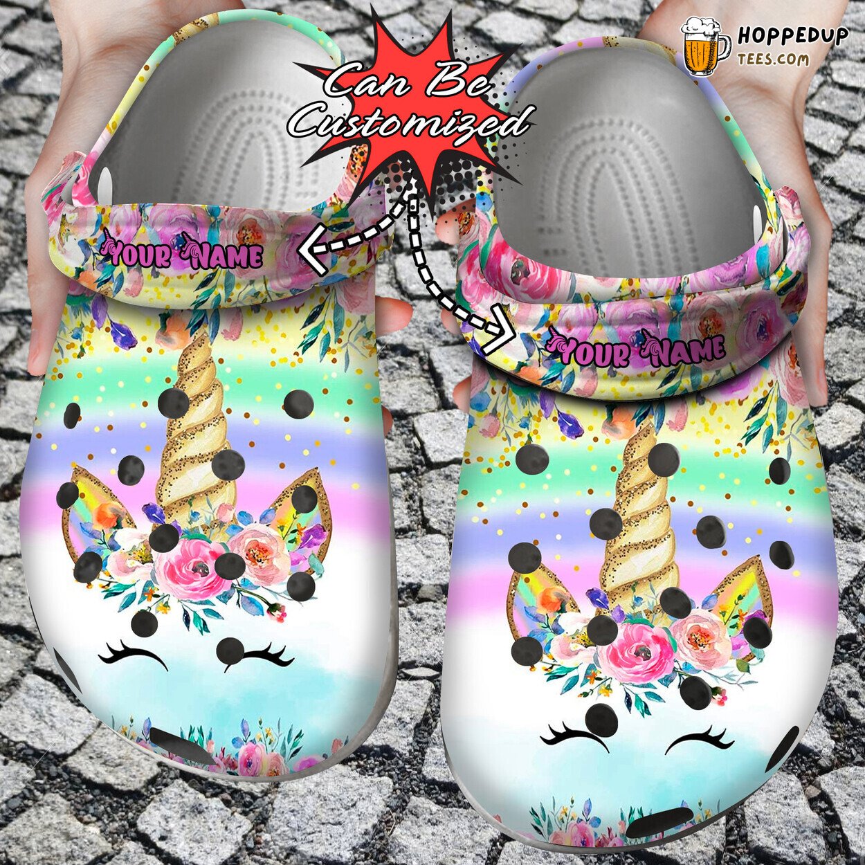 Custom Glitter Unicorn Personalized Colorful Comfortable Clog Shoes