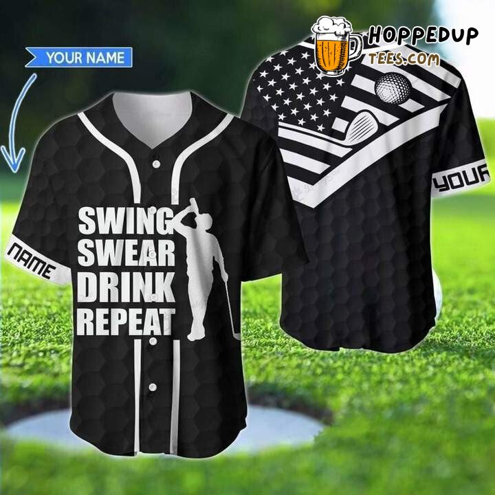 Custom Golfer And Drink Baseball Tee Jersey Shirts 3D
