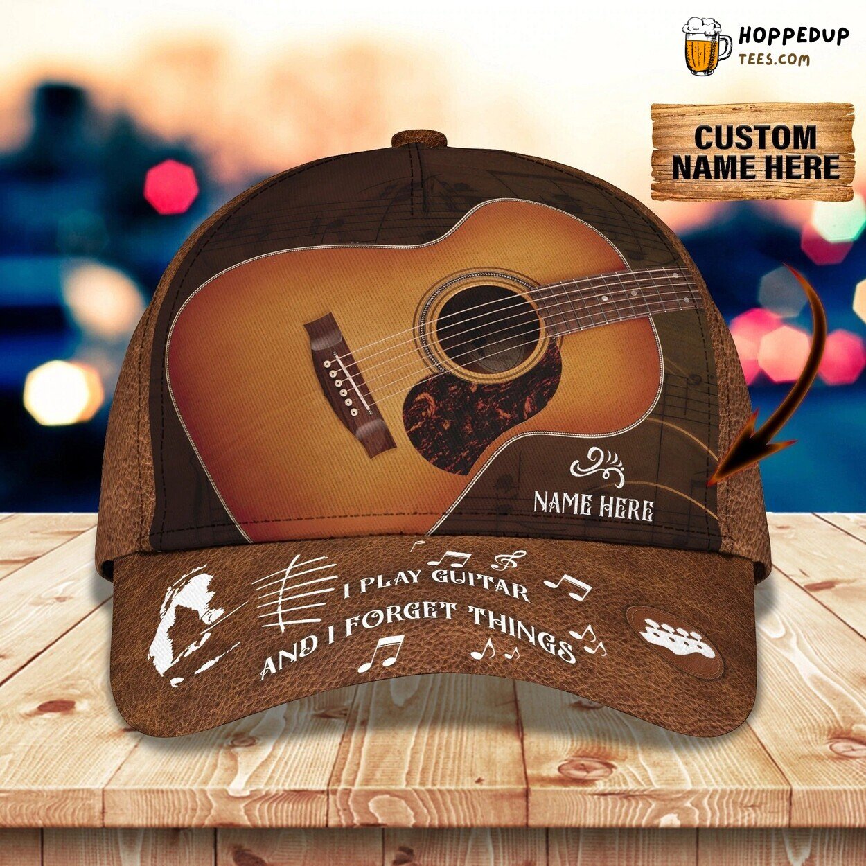 Custom Guitar Cap I Play Guitar Forget Things Musician Guitarist 3D Hat