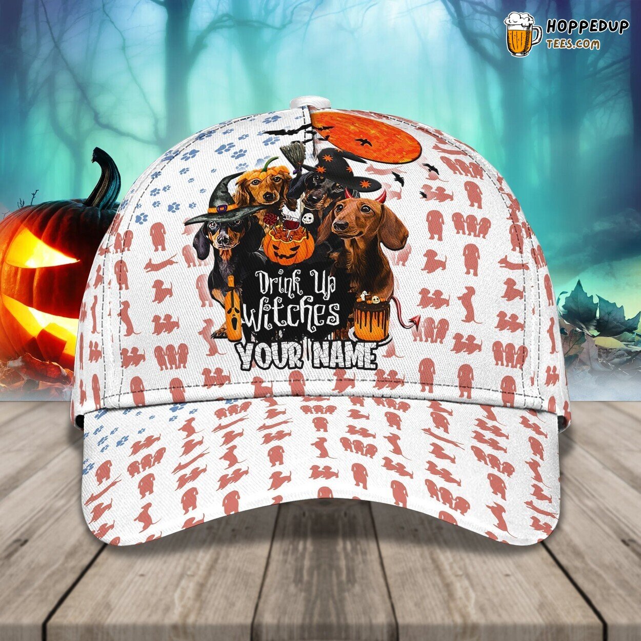 Custom Halloween Cap Dog Lover Design Drink Up Witches Special Festive Hat