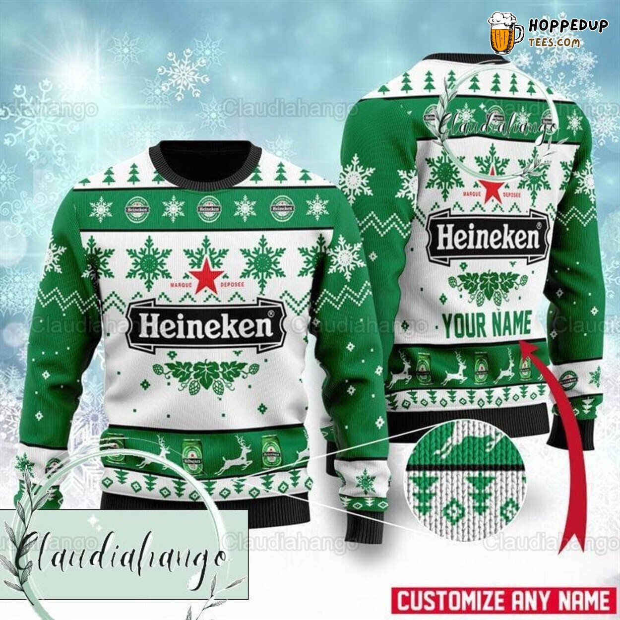Custom Heineken Ugly Christmas Sweater Beer Lover Festive Gift