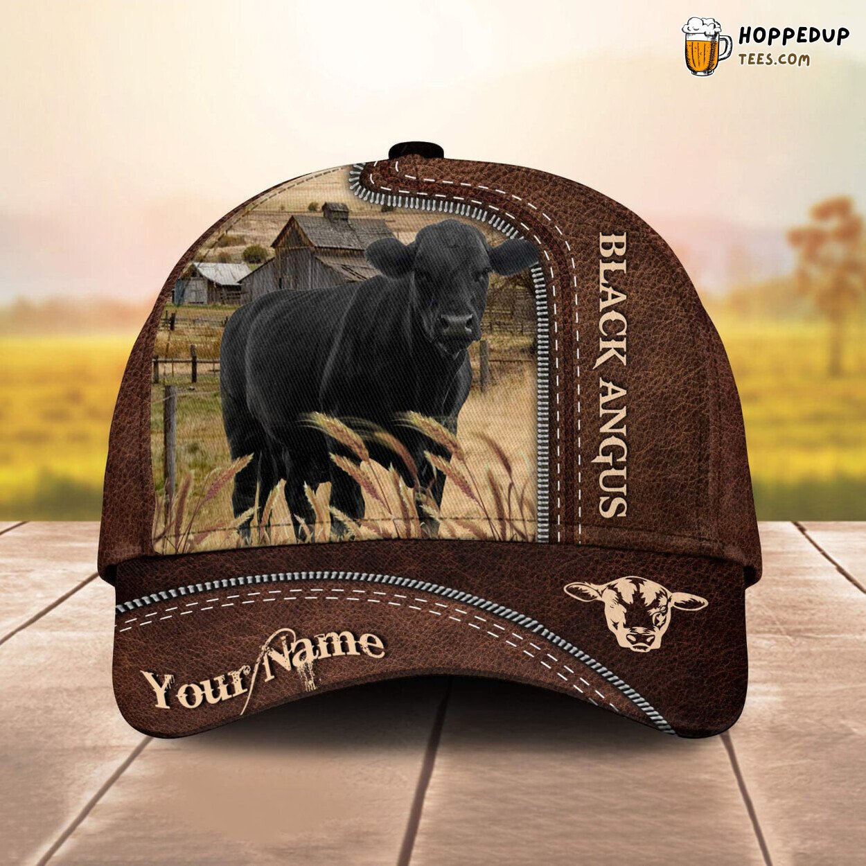 Custom Image Leather 3D Cap Baseball Design Farm Lovers Unique Animal Pattern