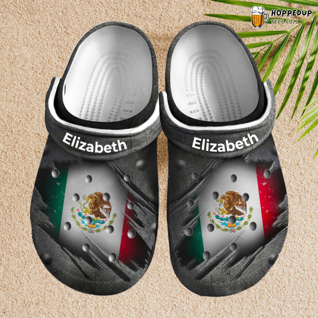 Custom Iron Scratch Mexico Flag Themed Comfortable Unique Clogs Shoes
