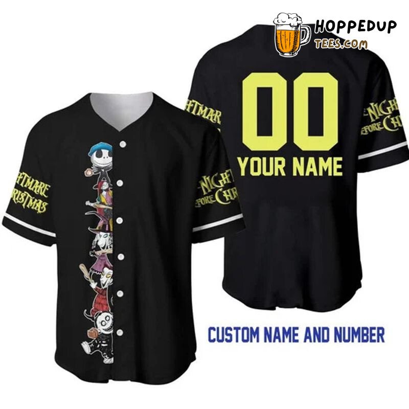 Custom Jack Sally Nightmare Christmas Black 3D Baseball Jersey