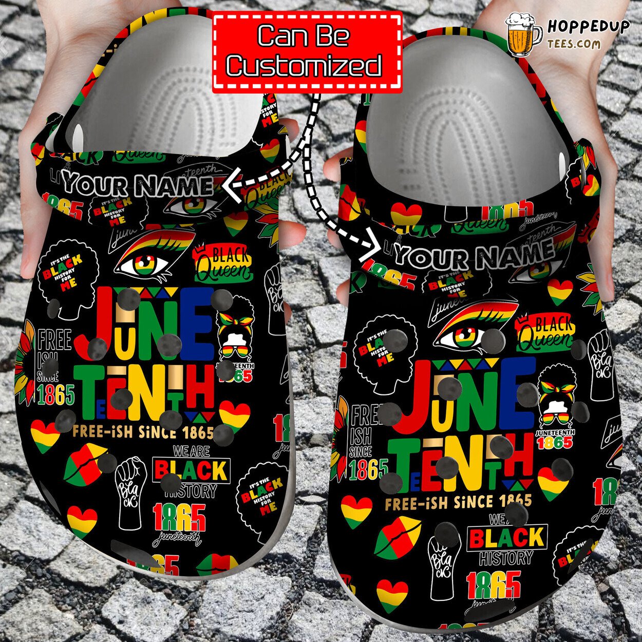 Custom Juneteenth Black Messy Bun Woman History Month Clog Shoes