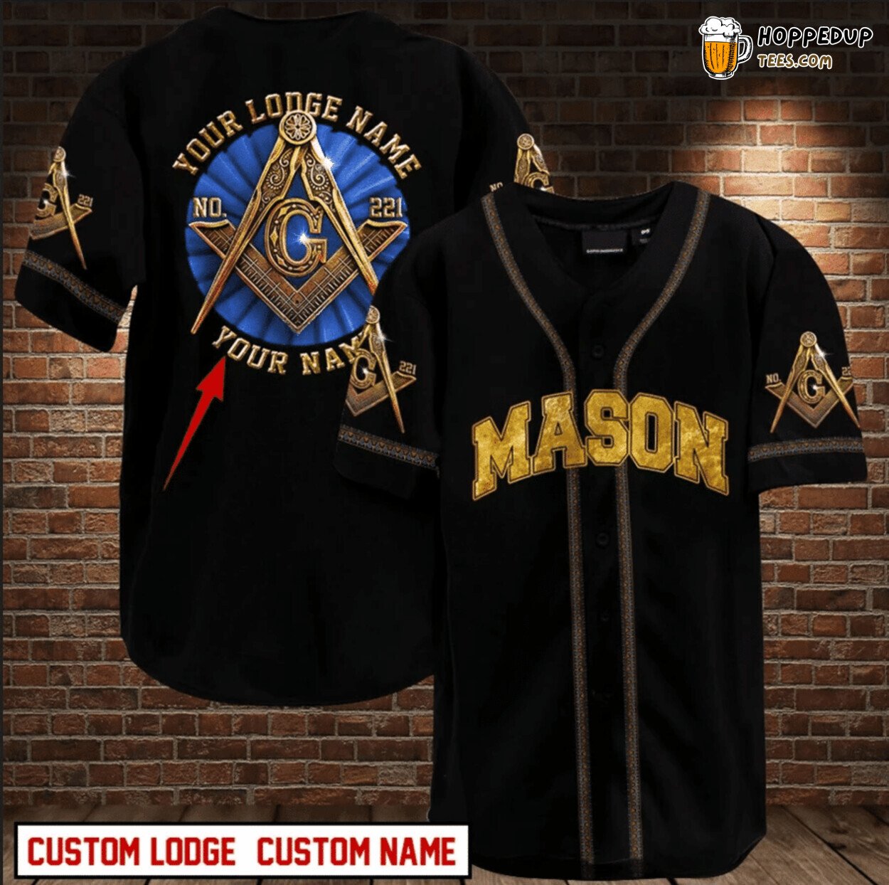 Custom Lodge Name Mason Design Black Baseball Jersey Unique Edition Style
