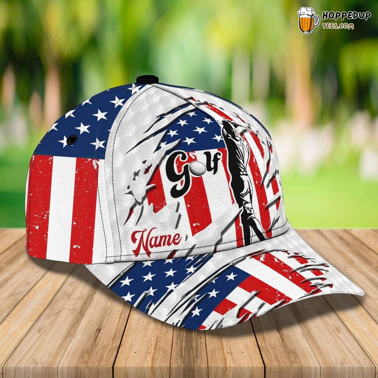 Custom Mens Golf 3D Cap Full Printed American Flag Gift Him Golfer Love