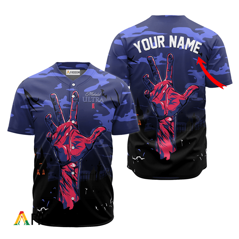 Custom Michelob Ultra Halloween Zombie’S Hand Baseball Jersey HU