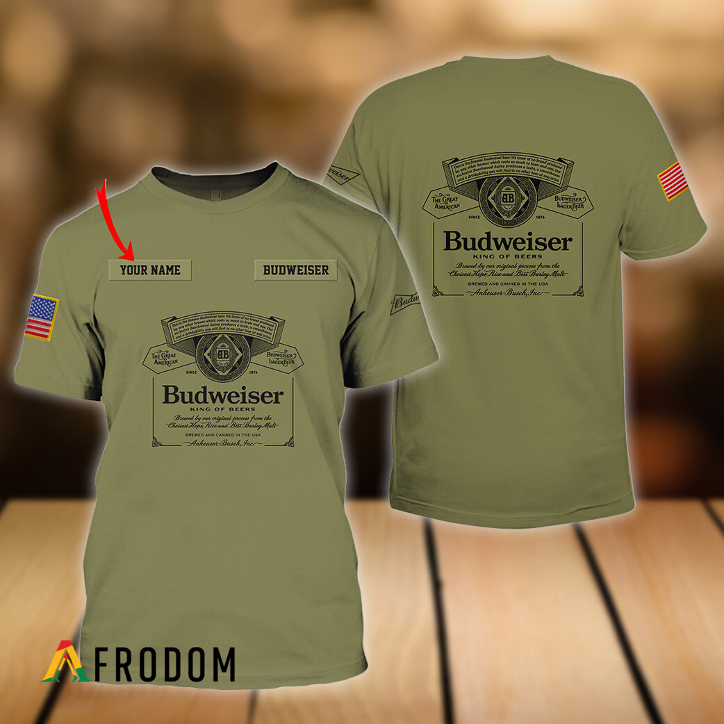 Custom Military Green Budweiser Beer T-Shirt HU