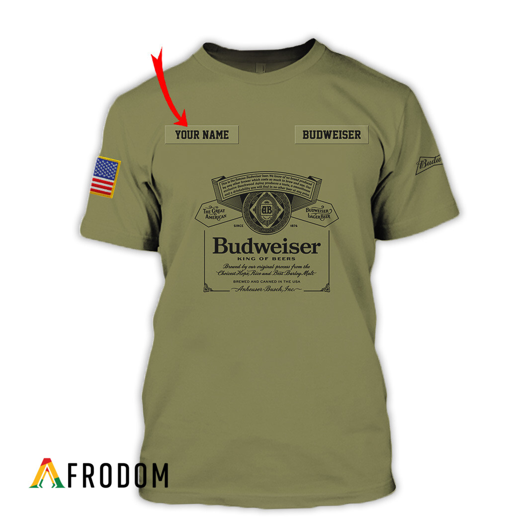 Custom Military Green Budweiser Beer T-Shirt HU