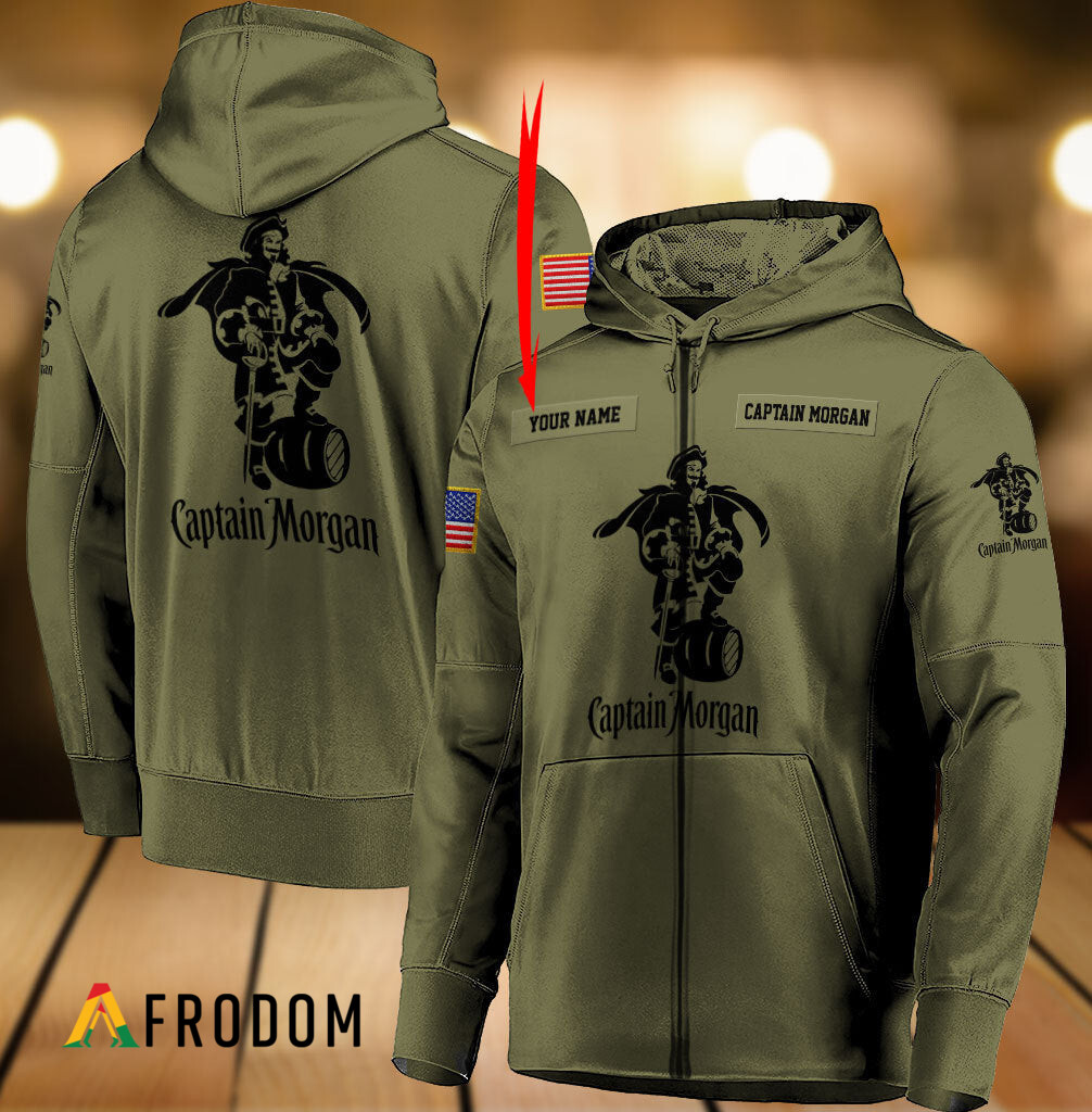Custom Military Green Captain Morgan Hoodie HU